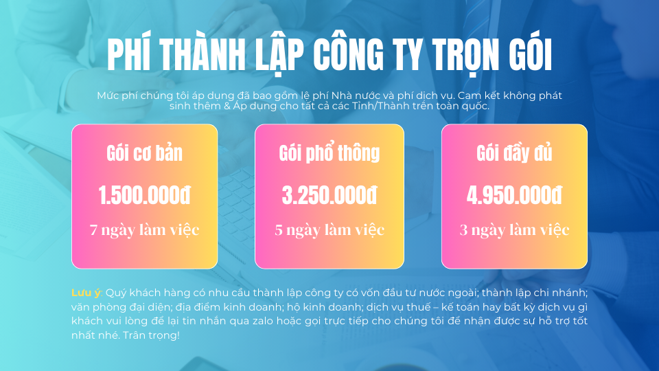 chi phí thành lập công ty