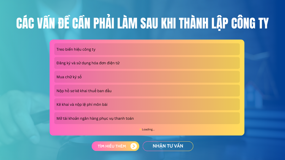 thủ tục sau thành lập công ty